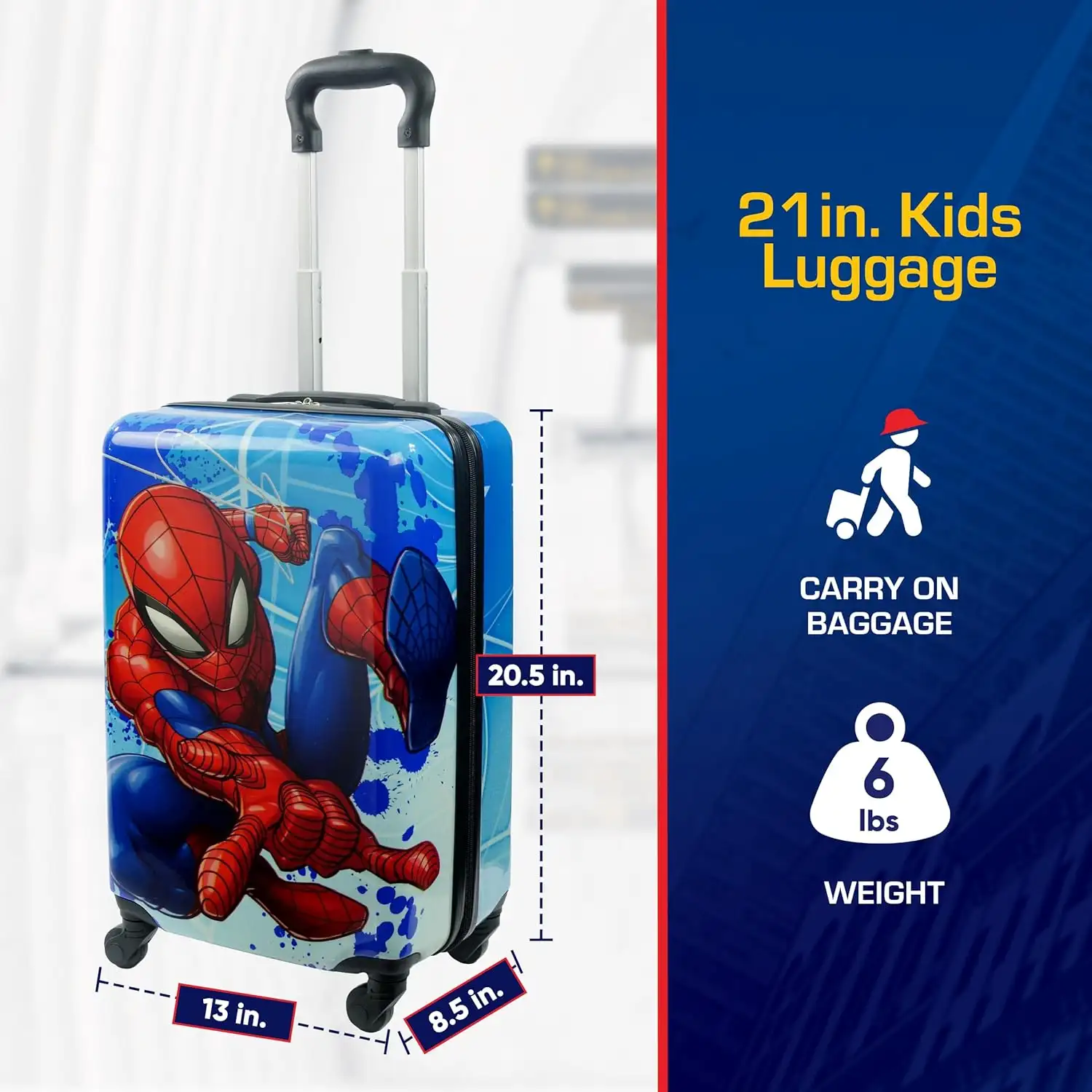 FUL Marvel Spider-Man 21 Inch Kids Carry On Luggage, Hardshell Rolling Suitcase with Spinner Wheels, Multi - 817sHDrCyHL._AC_SL1500_